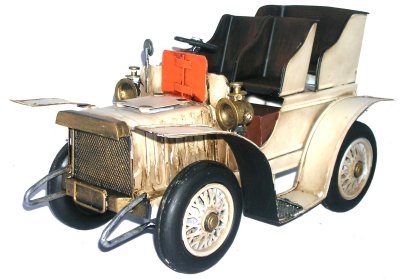 METAL ART WHITE VINTAGE CAR