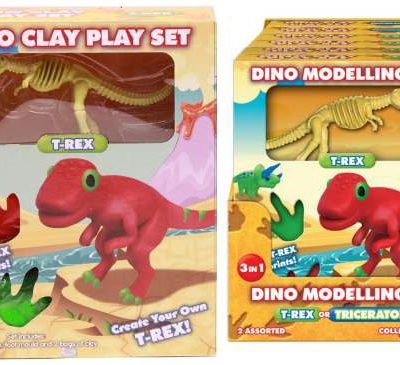 DINO MODELLING SET (2 ASSORTED) IN COLOUR BOX / PDQ