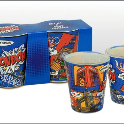 LONDON POP ART SHOT GLASS SET X2