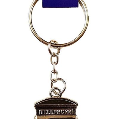 TELEPHONE BOX PEWTER KEYRING