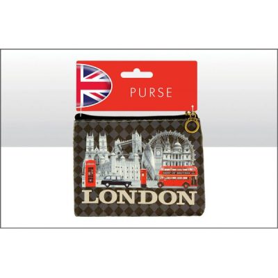 London B/W Montage Zip Purse