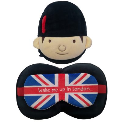 Plush Guardsman Round Travel Pillow & Eye Mask