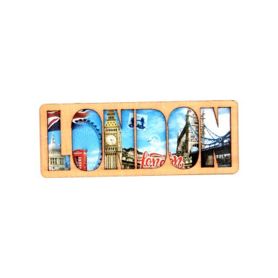 LONDON WORD COLLAGE WOODEN MAG