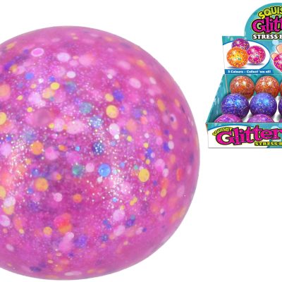 65MM SQUISHY GLITTER BALLS 3 ASSORTED